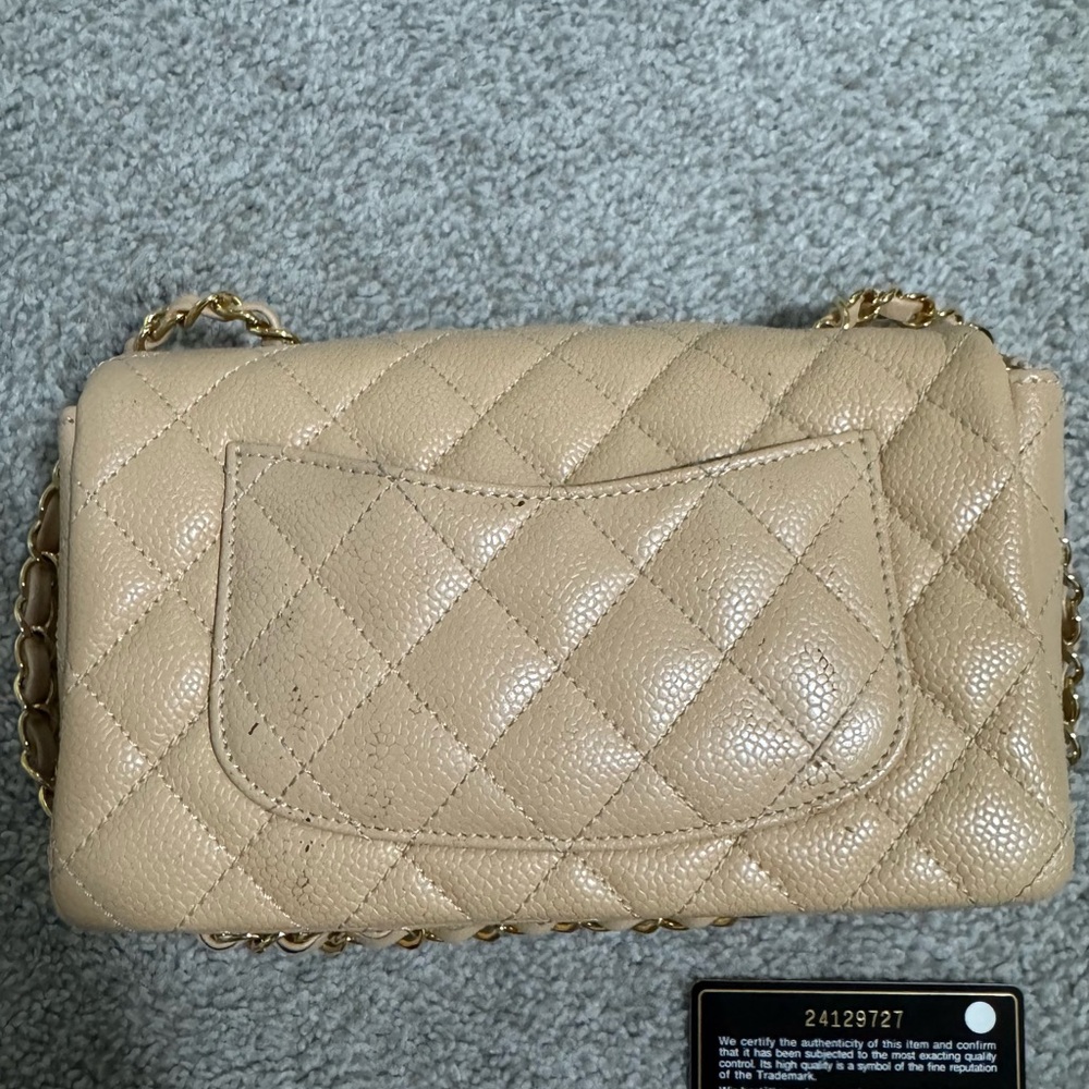 CHANEL Beige Quilted Caviar Leather Double Flap Crossbody with Gold Hardware - Picture 4 of 7